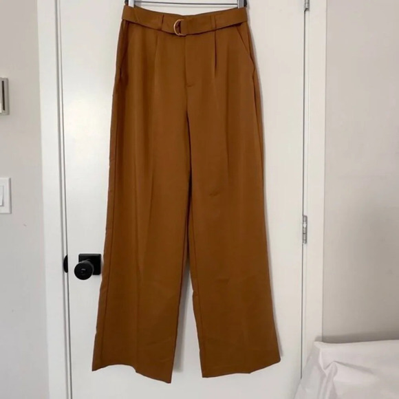 Seven for All Mankind High-Waist Pleated Semi Wide-Leg Trousers Brown Women's M - Picture 2 of 14